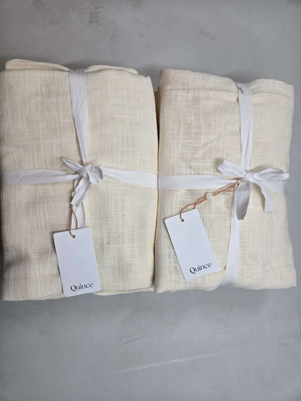 NWT QUINCE Set Of 4 48x84 Cotton Sheer Curtains Ivory 0740